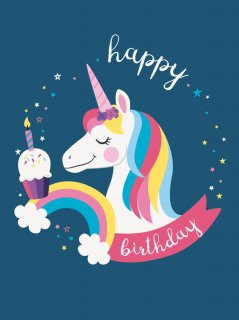 Dark Navy Theme Unicorn Party Backdrop For Photo Studio Children Happy Birthday Newborn Baby Shower Photocall Vinyl