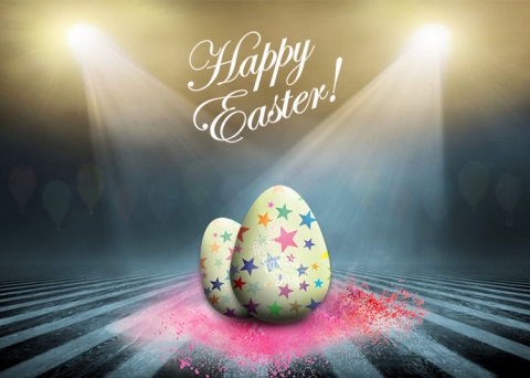 5x7 FT Happy Easter Photography Backdrops Satrs Eggs with Bright Lights Photo Booth Background for Photo Studio