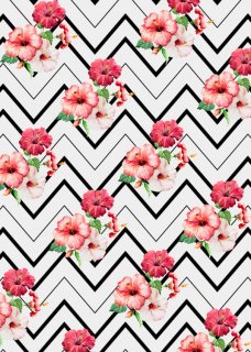 7x5FT Black Wave Striped White Photography Backgrounds For Photo Studio Pink Flowers Backdrop Photocall