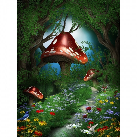 Alice in Wonderland Photography Backdrops with Flowers Photo Studio Props Tairy Tale Theme Party Photo Background for Kids Birthday Room Decoration