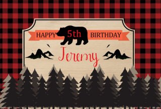 Baby Shower Birthday Party Lumberjack Backdrop Red Black Buffalo Plaid Bear Backgrounds For Photo Studio 7x5FT Vinyl