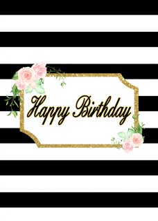 Black And White Striped Gold Glitter Pink Flowers Backdrop For Photo Studio Birthday Party Backgrounds Photocall 5x7FT