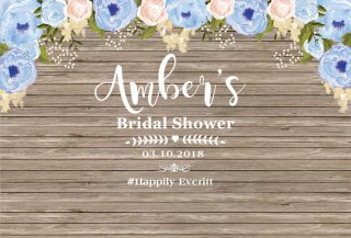 Bridal Shower Backdrops with Blue Flowers Vintage Custom Wood Photography Background for Birthday Event Party Decoration Wall Paper Backdrop