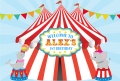 Carnival Circus Custom Welcome 1ST Birthday Party Photography Backdrops Red Striped Photo Booth Background Elephant Flags Banner for Kids Baby Shower