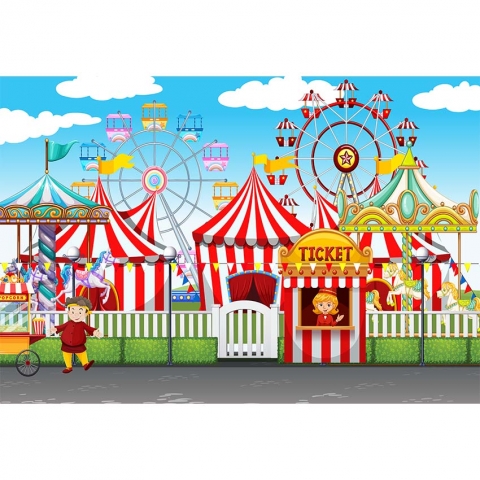 Carnival Party Backdrops Amusement Park Circus Tent Theme Birthday Photography Backdrops for Photo Booth Background