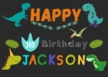 Cartoon Dinosaur Birthday Party Backdrop For Kids Custom Name Age Boys 1st Birthday Party Backgrounds Photo Both 7x5FT Vinyl