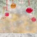 Christmas Ornaments with Wood Floor Backdrops for Party Decoration Profession Photography Background for Photo Studio 