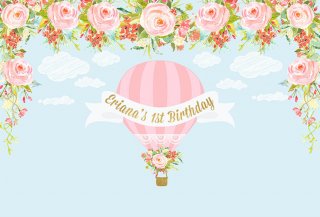 Custom 1st Birthday Backdrop for Girls Flowers Photography Backdrops for Birthday Party