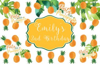 Custom 2ND Birthday Party Photography Backdrop Pineapple Baby Shower Photo Background for Party Decoration