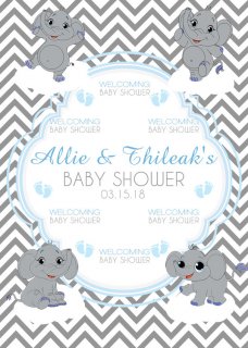 Custom Elephant Baby Shower Backdrop Stripes Background for Newborn Baby Kids Birthday Party Backdrops