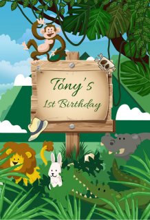 Custom Jungle Birthday Party Photography Backdrop Photo Background Party Decoration Vinyl Fabric