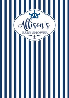 Custom Navy Blue Striped Backdrops for Baby Shower Nautical Theme Photography Background for Kids Birthday Party Decoration