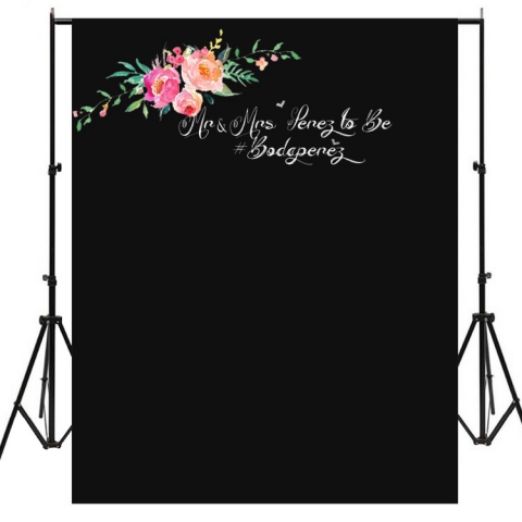 Custom Wedding Photography Backdrops with Flowers Customized Blackboard Photo Background for Wedding Party Decoration