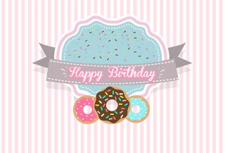 Donut Theme Pink Striped Happy Birthday Photography Backdrop for Kids Newborn Birthday Party Gold Baby Shower Photo Background for Art Studio Party Decoration