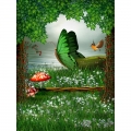 Fairy Tale Photography Backdrops with Butterfly Mushroom Photo Studio Props Tairy Tale Theme Party Kids Birthday Photo Background for Art Photo Studio