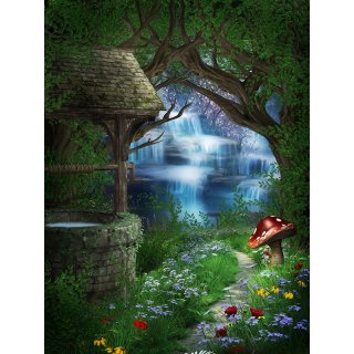 Fairy Tale Photography Backdrops with Flowers Green Grass Photo Studio Props Tairy Tale Theme Party Photo Background for Kids Room Decoration