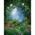 Fairy Tale Photography Backdrops with Mushroom Green Leaves Photo Studio Props Tairy Tale Theme Party Photo Background for Kids Room