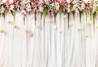 Floral Wedding Stage Photography Backdrop,Flowers Wall Photobooth Background Studio Photo Prop