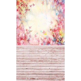 Flowers Photography Backdrop with Wood Floor Fantasy Floral Newborn Children Photo Background Portrait Backdrops Studio Props