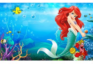 Girls Litter Mermaid Photography Backdrop Custom Name Years Under The Sea Fish Bubble Backgrounds For Photo Studio