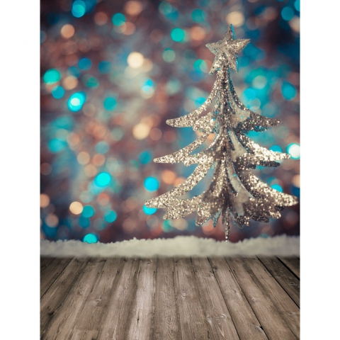 Glitter Lights Christmas Trees Photography Backdrop Wooden Floor Baby Children Backdground for Photo Studio