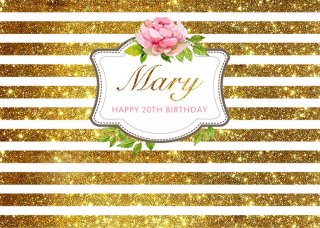 Gold Glitter White Striped Photography Backdrops Custom Flower Birthday Party Invitation Celebration Background For Photo Studio