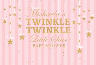 Gold Twinkle Little Star Baby Shower Birthday Party Backdrop Pink Stripes Girls Backgrounds For Photo Studio Vinyl Fabric