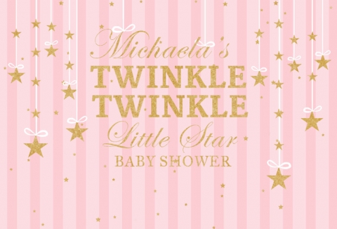 Gold Twinkle Little Star Baby Shower Birthday Party Backdrop Pink Stripes Girls Backgrounds For Photo Studio Vinyl Fabric