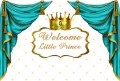 Gold Welcome Little Prince Photography Backdrop for Boys Newborn Birthday Party Gold Baby Shower Photo Background for Art Studio Party Decoration