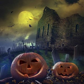 Halloween Castle Photography Backdrop Horror Night Party Banner with Pumpkin Face Photo Booth Background For Pictures Vinyl Studio Props