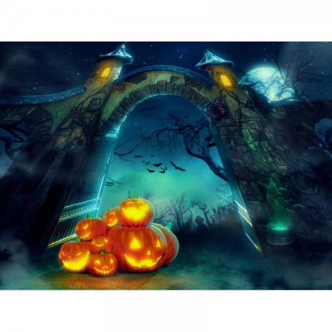 Halloween Pumpkin Lantern Themed Photography Backdrops Photo Booth Background Vinyl Fabric