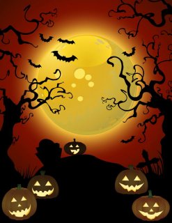 Halloween Theme Festival Photography Backdrops with Pumpkin Lantern Bats Dark Night Photo Background for Studio Booth Party Backdrop Decor Vinyl Fabric