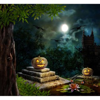 Halloween Themed Photo Backdrop Pumpkin Lantern Photography Backdrop Studio Prop