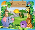 Happy Birthday Photo Backdrop for Baby Kids Jungle Animal Theme Photography Backdrops for Party Studio Photo Props