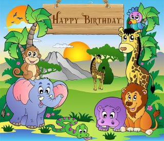 Happy Birthday Photo Backdrop for Baby Kids Jungle Animal Theme Photography Backdrops for Party Studio Photo Props