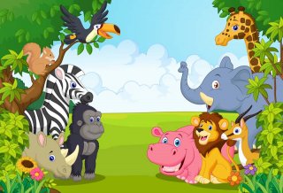 Jungle Safari Themed Animals Birthday Party Banner Photo background Baby Kids Portrait Party Backdrop Customized