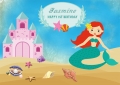 Little Mermaid Birthday Party Backdrop Palace Sky Blue Sand Mussel Pearls Girls Baby Shower Newborn Backgrounds Photocall