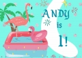 Mint Theme Pink Flamingo Photography Backdrop Newborn Baby Shower Birthday Party Backgrounds Custom Name And Date 7x5FT Vinyl