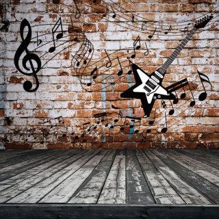 Musical Notes Guitar Brick Wall Wood Floor Photography Backdrop Birthday Party Backgrounds For Photo Studio Vinyl Fabric