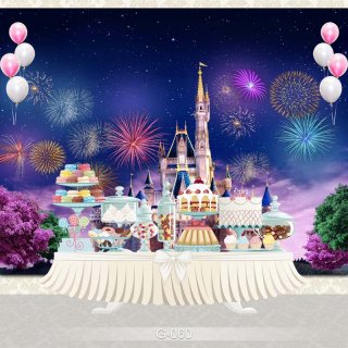 Photography Background for Kids Ancient Castle Night Fireworks Dreamy Birthday Party Children Backdrops for Photo Studio