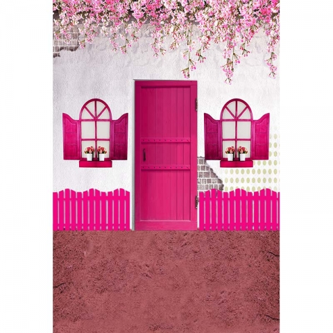 Pink Door Photography Background For Wedding Girls Birthday Indoor Photo Booth Backdrop For Photo Studio