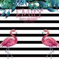 Pink Flamingo White And Black Striped Tropical Rainforest Backdrop Birthday Party Backgrounds Photocall Custom Name Date