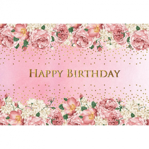 Pink Flowers Birthday Photography Backdrop Baby Children Photography Background Photo Studio Props Vinyl 7x5 FT