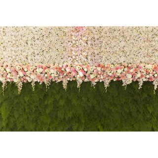 Pink Flowers Wall Photography Backdrop for Wedding Green Wall Background for Birthday Party Studio Props You to be Backdrops