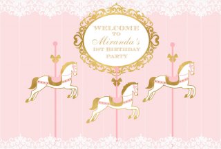 Pink Gold Theme Girls Birthday Party Backdrop Gold White Carousel Baby Shower Newborn Backgrounds For Photo Studio