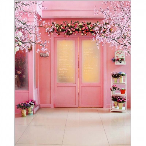 Pink Flowers Indoor Photo Booth Backdrops for Girls Wedding Photography Background for Photo Studio Kids Birthday Baby Shower Backdrops