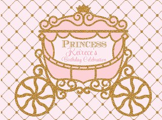 Pink Princess Backdrop For Kids Birthday Party Modern Gold Glitter Carriage Children Backgrounds For Photo Studio