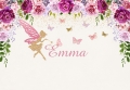 Pink Purple Flowers Photography Backdrop Custom Text Fairy Butterfly Girls Birthday Party Backgrounds Photo Both Vinyl