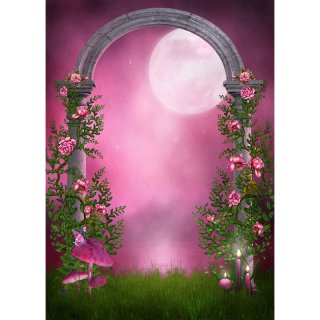 Pink Wedding Photography Backdrop with Moon Birthday Photo Background for Art Studio 7x5FT Vinyl Cloth