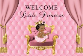 Pink Welcome Little Princess Photography Backdrop for Girls Newborn Birthday Party Gold Baby Shower Photo Background for Art Studio Party Decoration